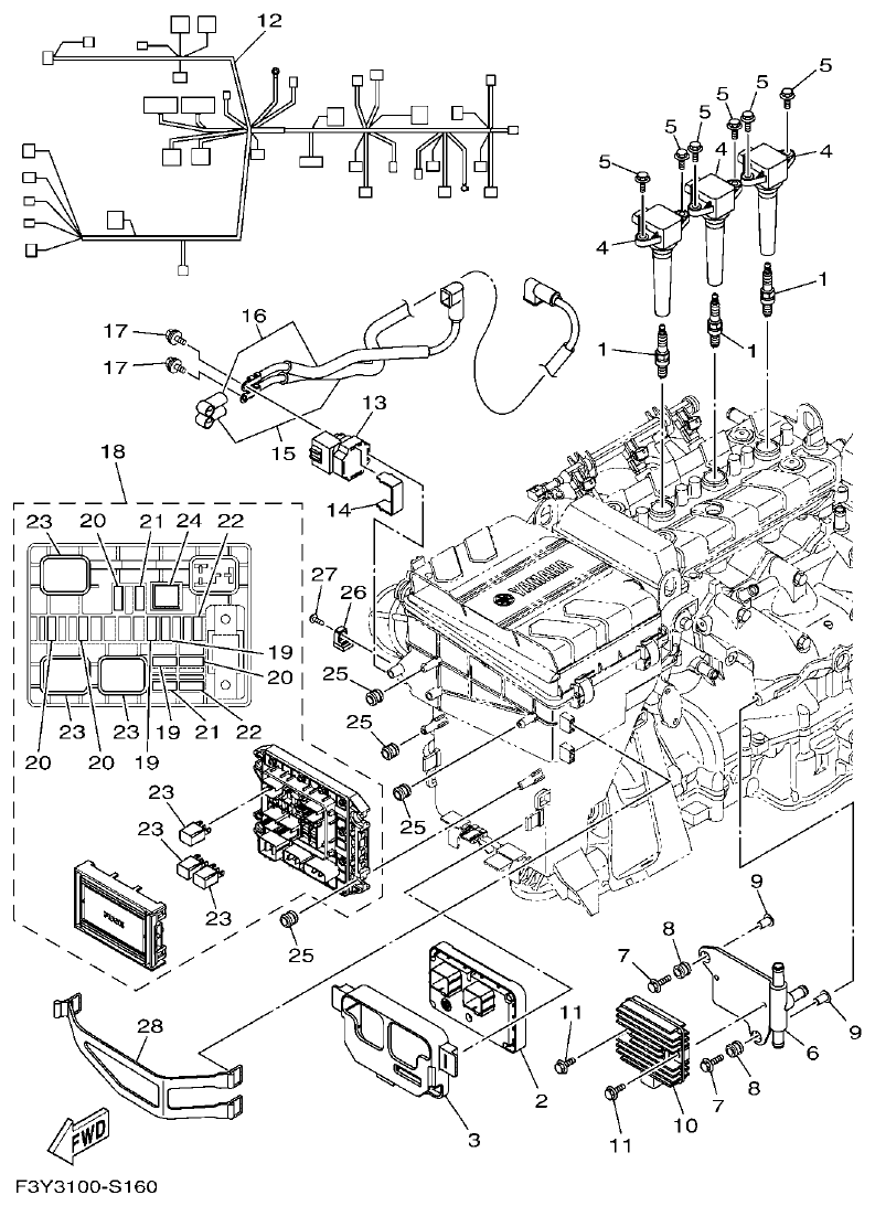 Yamaha EX1050B-S(F3Y36GAB6GA2 ELECTRICAL 1 parts diagram